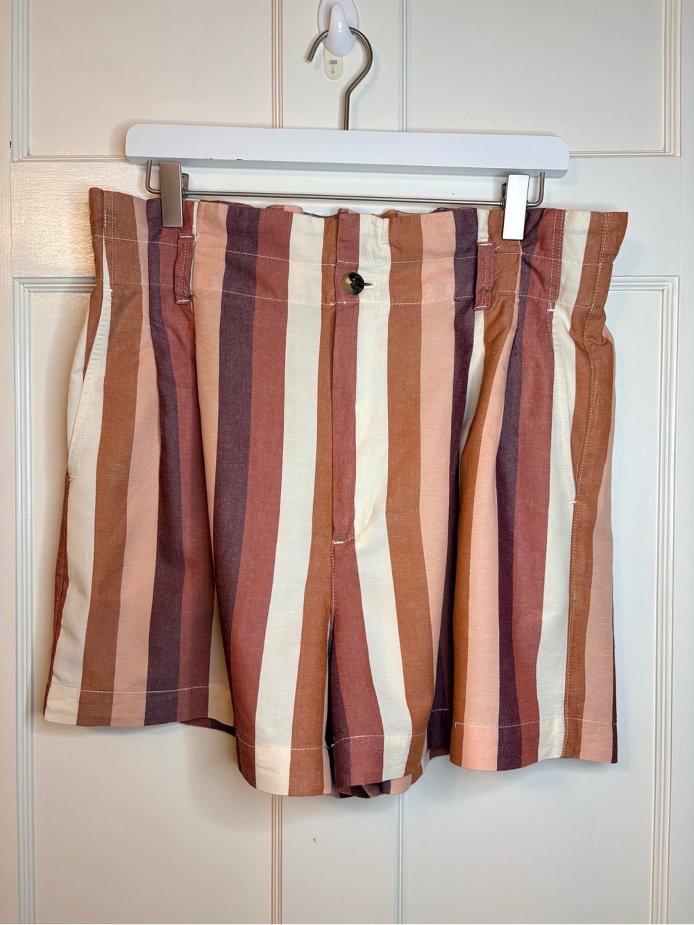 Madewell Striped Paperbag Waist Shorts Linen Blend